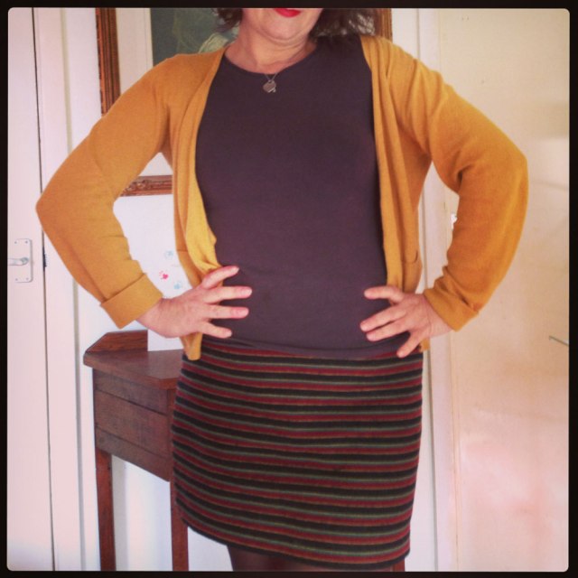 day 13 stripe wool skirt