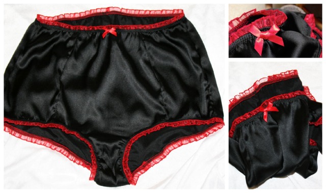 black pin-up pants with red lace